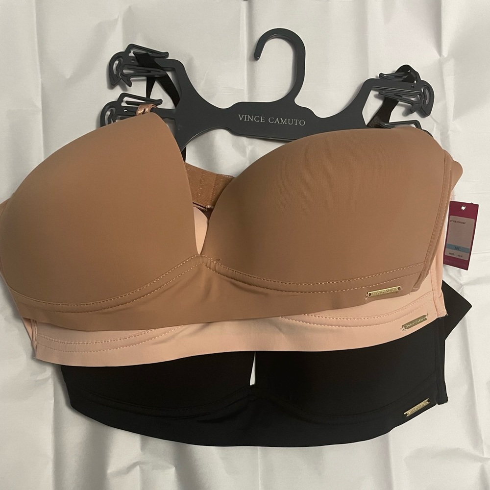 Vince Camino 3 pack Bras NWT 38C. Tan, light Pink & black colors.